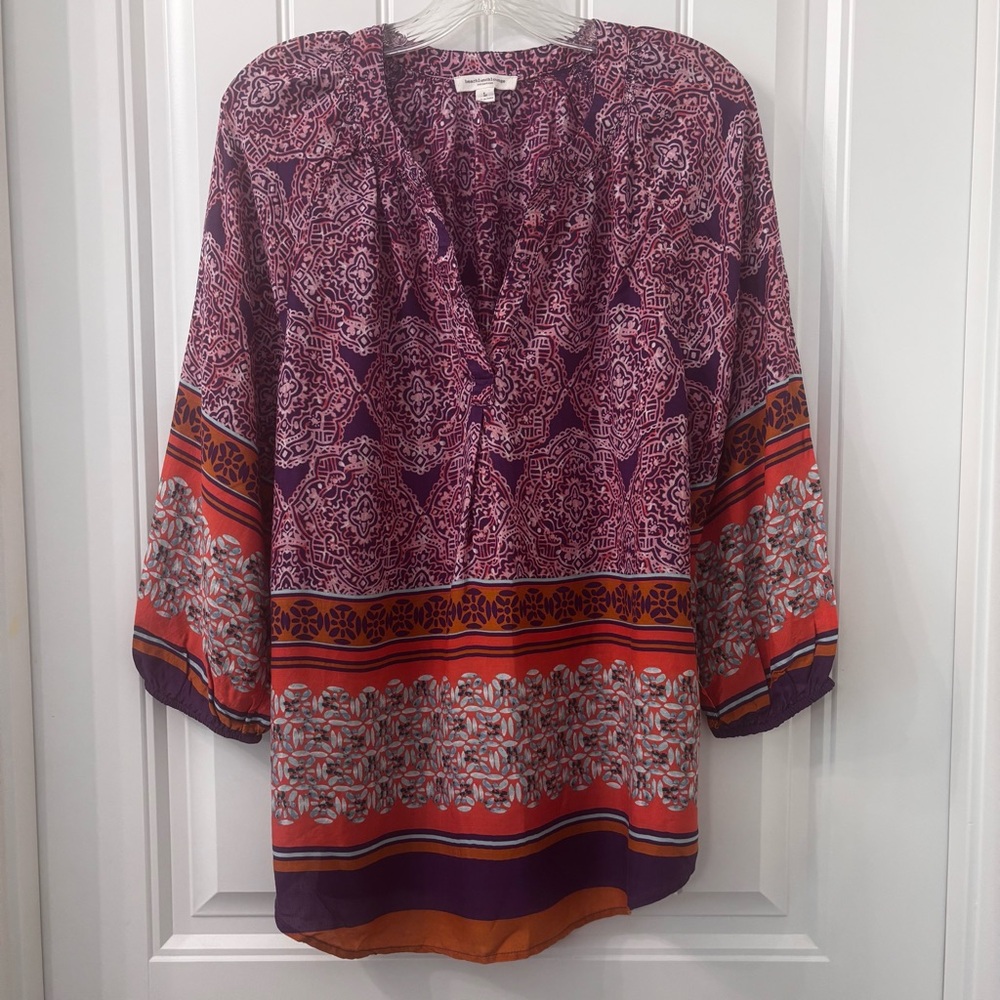 Beach Lunch Lounge Women's Purple and Orange Mediterranean Tunic Size L